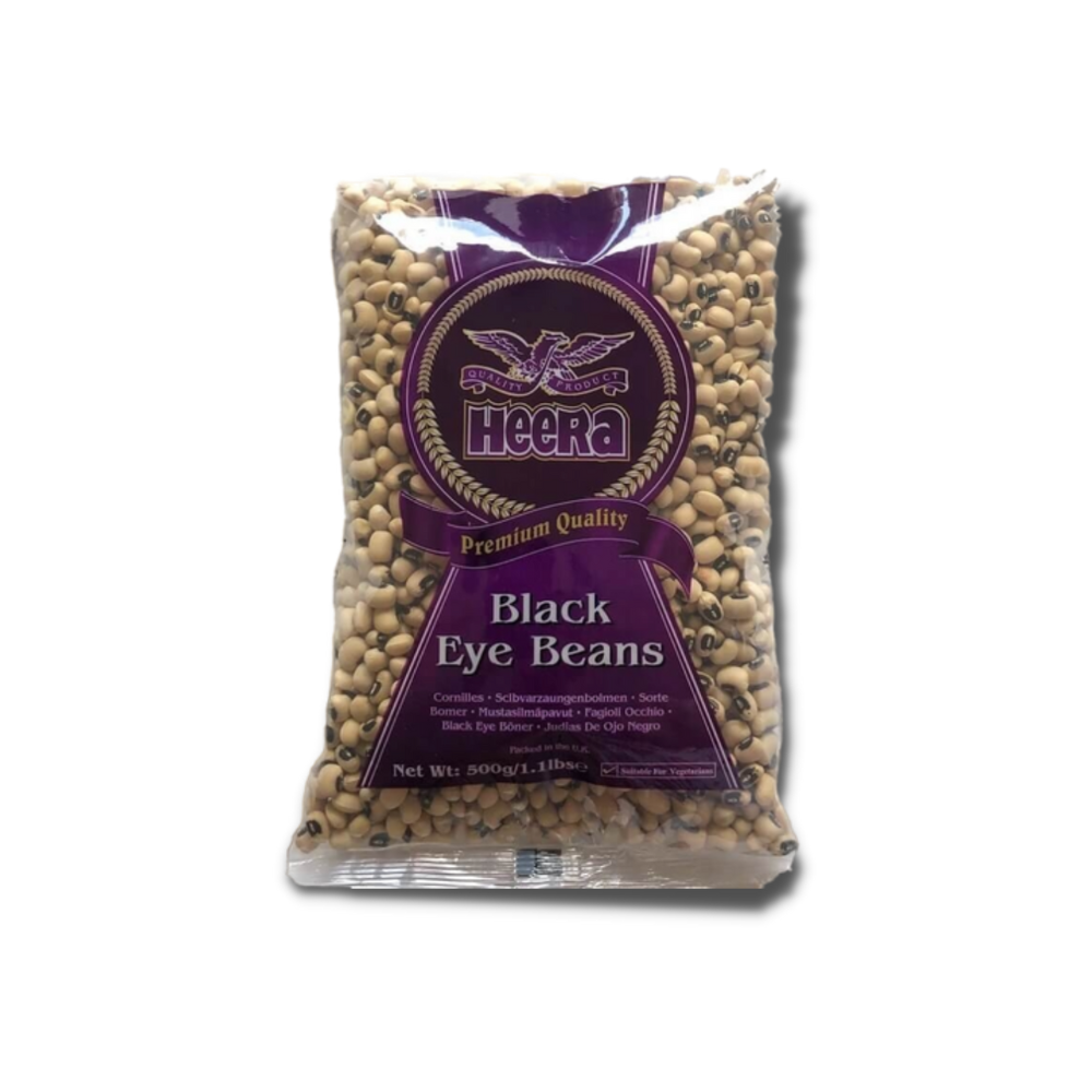 A 500g pack of Heera Black Eye Beans.