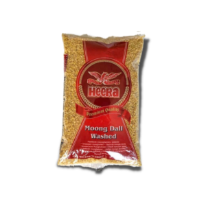 HEERA Yellow Moong Dall (Washed) - 1KG, yellow lentils in a clear package
