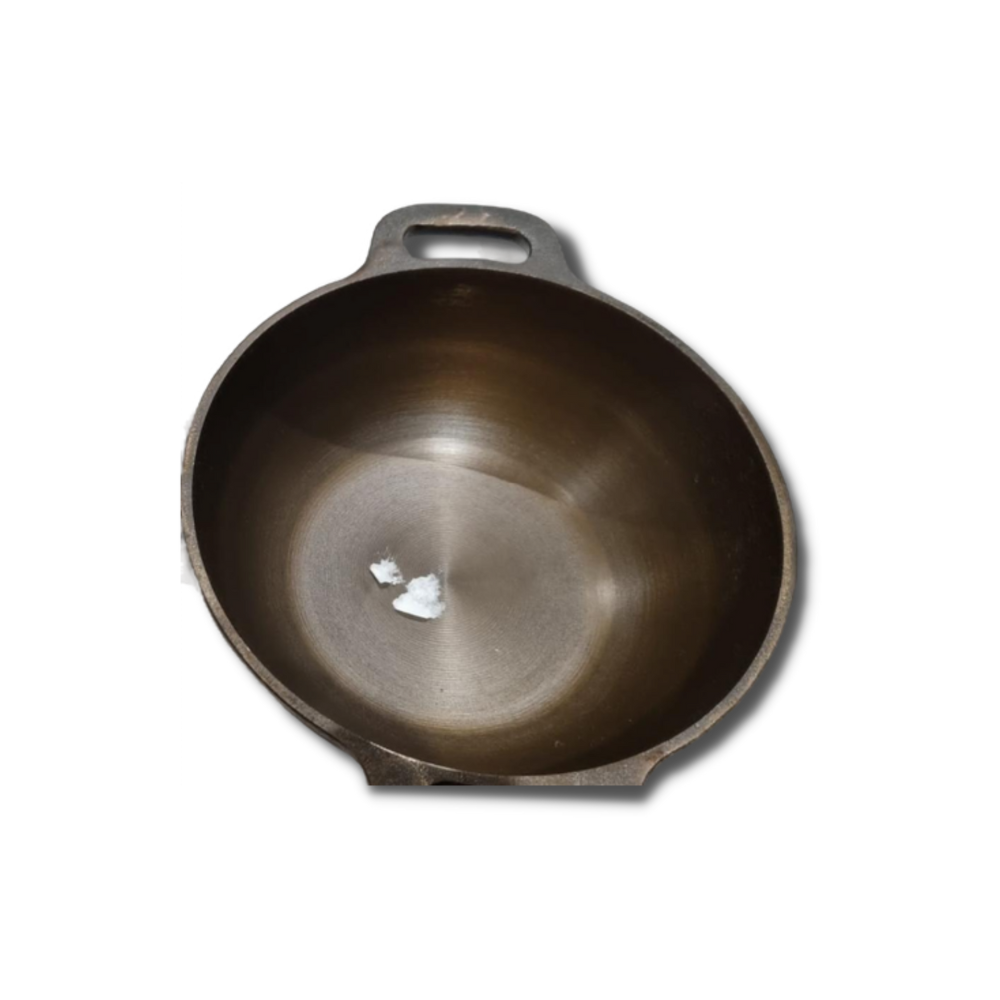 KREME CAST IRON FLAT BASE KADAI (9INCH)