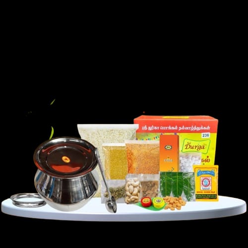 Sri Durga Pongal pot set with Red raw rice