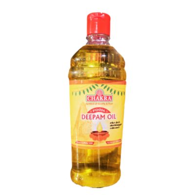 Bottle of Chakra Pooja Deepam Oil.