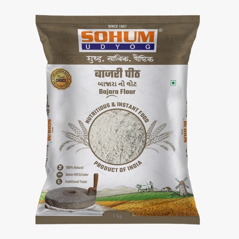 1kg bag of Sohum Bajara Flour (Pearl Millet Flour).