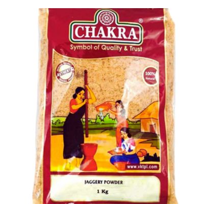 A 1kg pouch of Chakra Jaggery Powder.