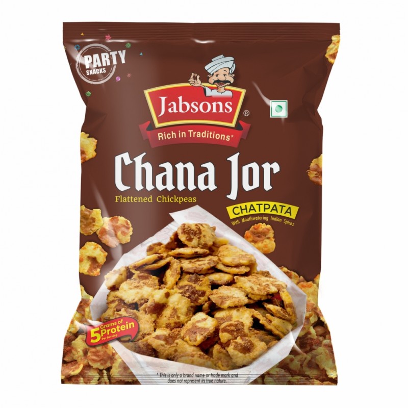 A close-up image of Jabsons Namkeen Chana Jor 160gm, showcasing its texture and spicy seasoning.