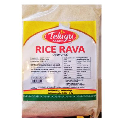 Telugu Foods Rice Rava 1kg – Authentic South Indian rice granules for easy Indian meals, available at Spice Supermarket LTD UK